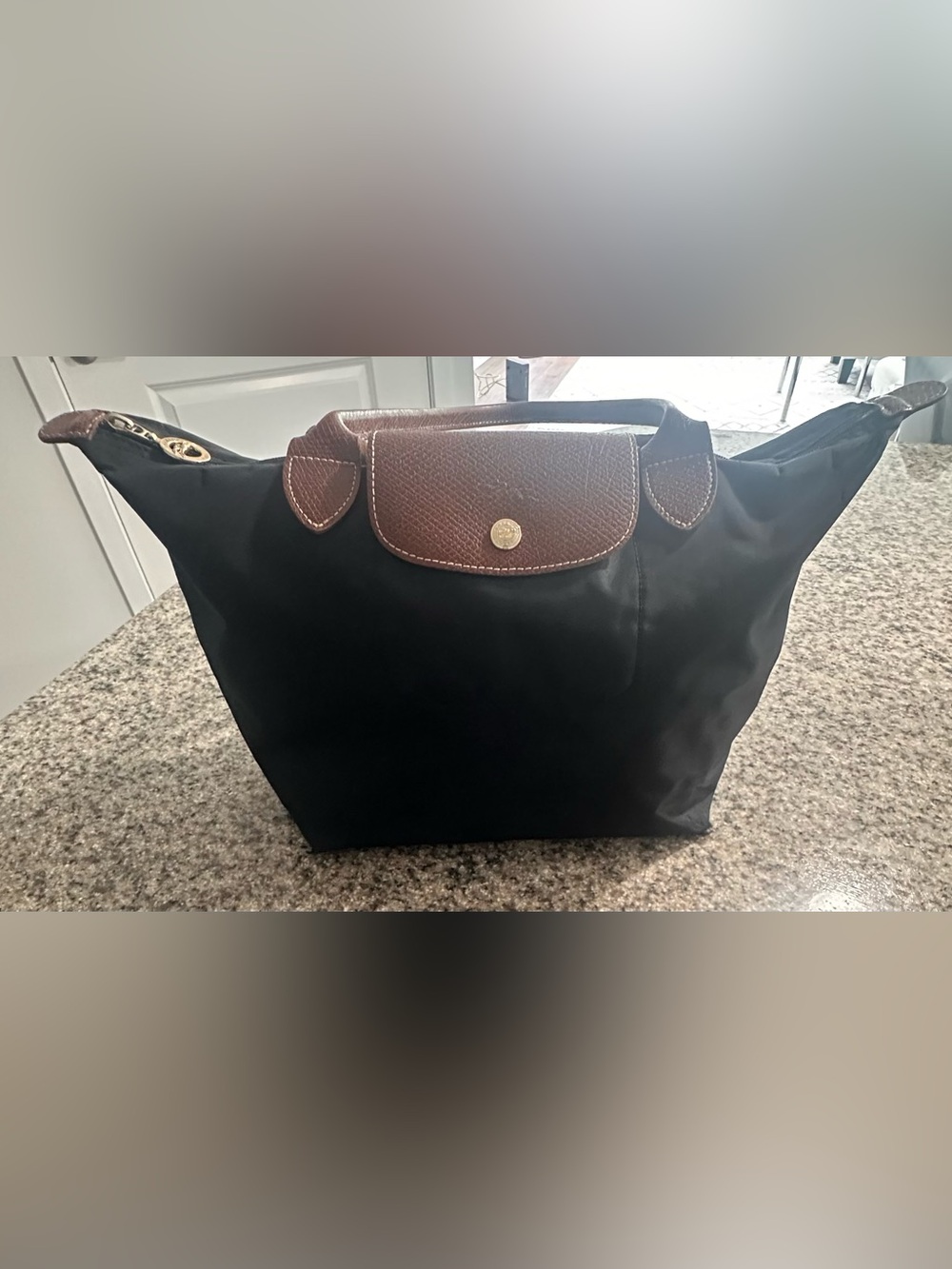 Longchamp Pliage handbag black nylon Size M